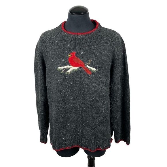 Woolrich Knit Wool Blend Onyx Heather Bird Sweater - Women’s XL - Picture 1 of 7